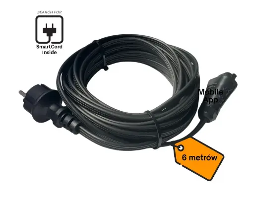 Płaski przewód przyłączeniowy 6 m AC elektrowni fotowoltaicznej Plug-in SmartCord Daitto (GEN1) HMS Schuko